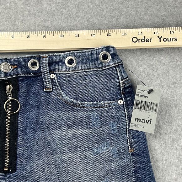 Mavi Claire Shorts Womens 27 Blue Denim High Rise Distressed Cut Off NWT - Picture 9 of 16